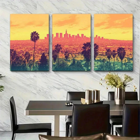 3pcs California City Los Angeles Perfect Wall Art Set Canvas Framed 40x60cm - High Quality Print 100% Australian Made Wall Canvas Ready to Hang