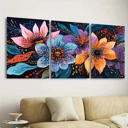 3pcs Vibrant Botanical Art Floral Wall Art Set Canvas Framed 40x60cm - High Quality Print 100% Australian Made Wall Canvas Ready to Hang - Bella Home Decor
