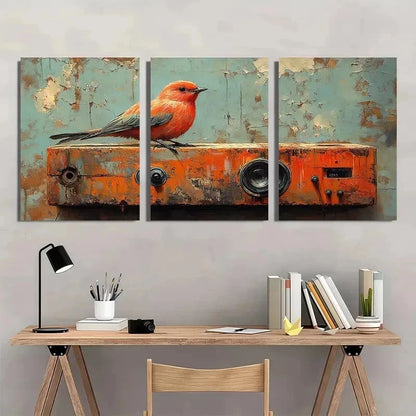 3pcs Whimsical Bird Nature Giclée Perfect Wall Art Set Canvas Framed 50x70cm - High Quality Print 100% Australian Made Wall Canvas Ready to Hang - Bella Home Decor