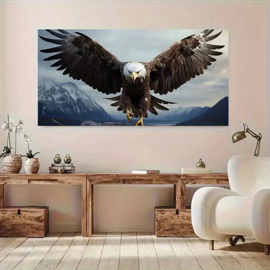 Majestic Eagle Flight Winter Wall Art Canvas Office Home Room Framed 120x60cm