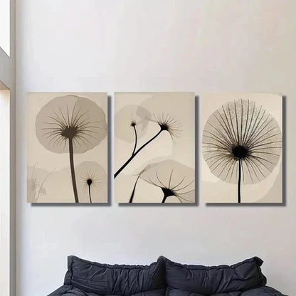 3pcs Botanical Line Floral Orientation Wall Art Set Canvas Unframed - High Quality Print 100% Australian Made Wall Canvas - Bella Home Decor
