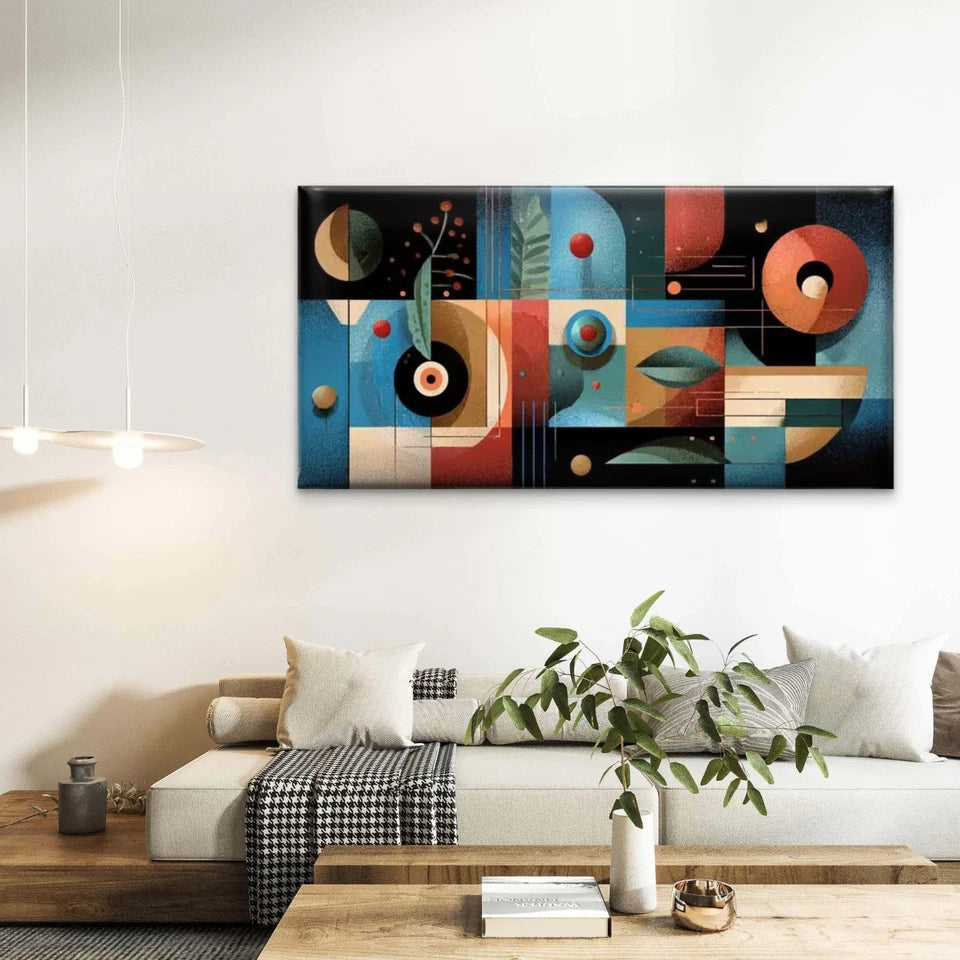 The Symphony of Shapes Wall Art Canvas Office Home Room Framed 120x60cm - Bella Home Decor