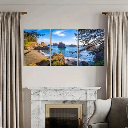 3pcs Seaside & Rocky Beach Landscape Wall Art Set Canvas Framed 60x90cm - High Quality Print 100% Australian Made Wall Canvas Ready to Hang - Bella Home Decor