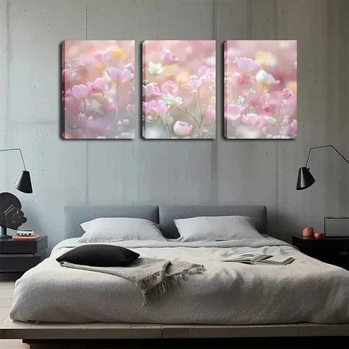 3pcs White Blooming Flowers Scenes Wall Art Canvas Unframed - High Quality Print 100% Australian Made Wall Canvas