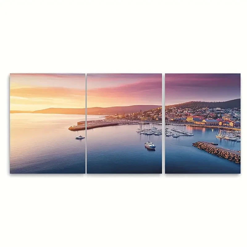 3pcs Hobart Tasmania in Australia Wall Art Set Canvas Framed 40x60cm - High Quality Print 100% Australian Made Wall Canvas Ready to Hang