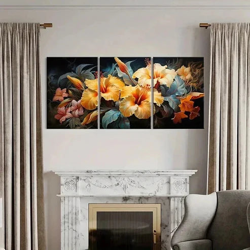 3pcs Floral Art Yellow Flowers Painting Wall Art Canvas Unframed - High Quality Print 100% Australian Made Wall Canvas
