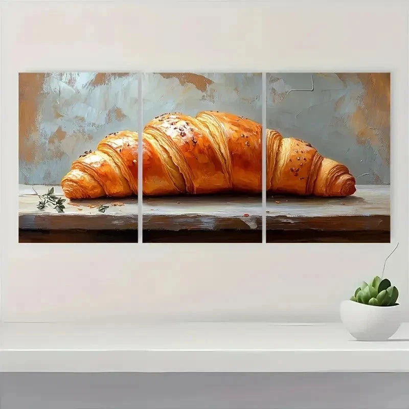 3pcs Croissant Sandwich RO  Wall Art Set Canvas Framed 40x60cm - High Quality Print 100% Australian Made Wall Canvas Ready to Hang - Bella Home Decor