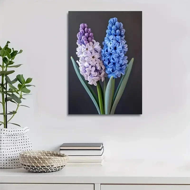 Beautiful Vibrant Purple & Blue Hyacinths Floral 40x60cm Metal Print Ready to Hang - Bella Home Decor