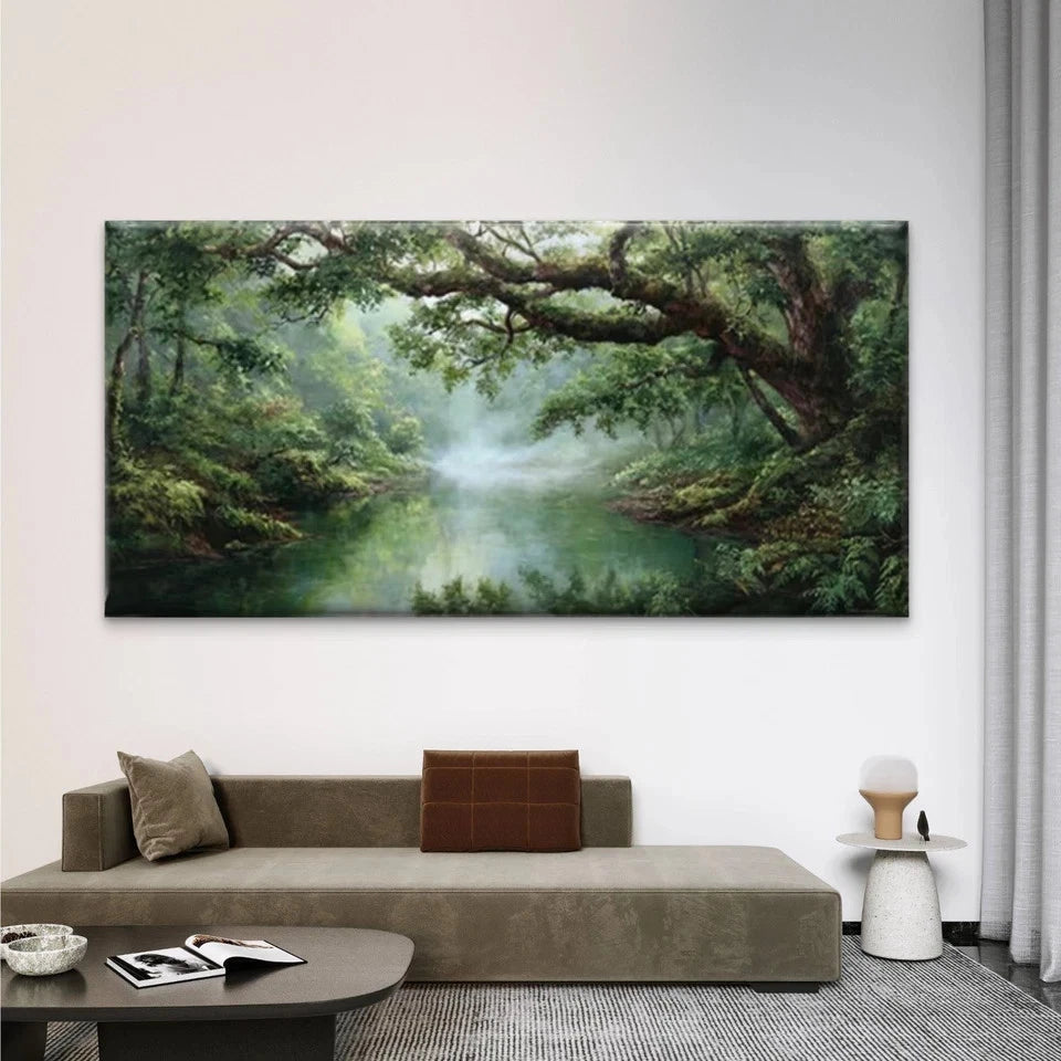 Forest River Reflection Wall Art Canvas Office Home Room Framed 120x60cm