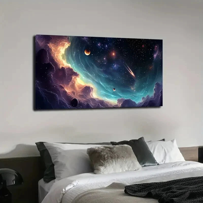 Abstract Starry Sky Wall Art canvas office home room framed 120x60cm - Bella Home Decor