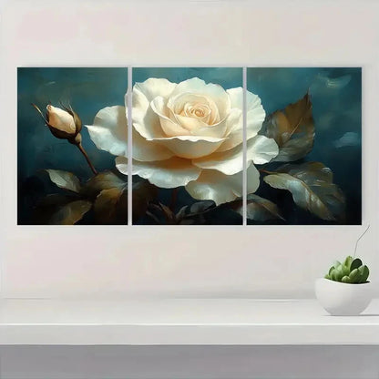 pcs Elegant White Rose FG   Wall Art Set Canvas Framed 60x90cm - High Quality Print 100% Australian Made Wall Canvas Ready to Hang