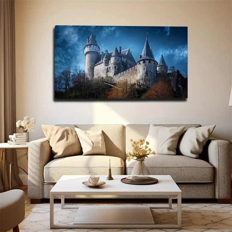 Mystical Castle Wall Art Canvas Office Home Room Framed 120x60cm