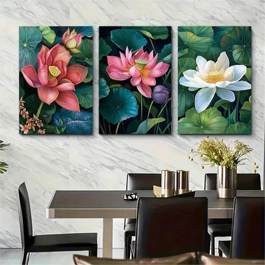 3pcs Sri Lanka Tropical Floral Decor Perfect Wall Art Set Canvas Framed 50x70cm - High Quality Print 100% Australian Made Wall Canvas Ready to Hang