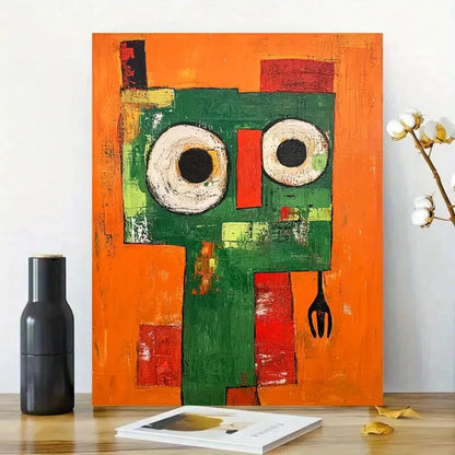 Abstract Painting with An Orange Background Painting 40x60cm Metal Print Ready to Hang - Bella Home Decor