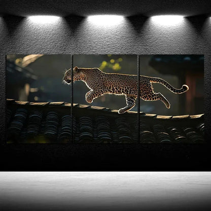 3pcs Leopard on the Roof Animal Themed Metal Print Ready to Hang Art - Bella Home Decor