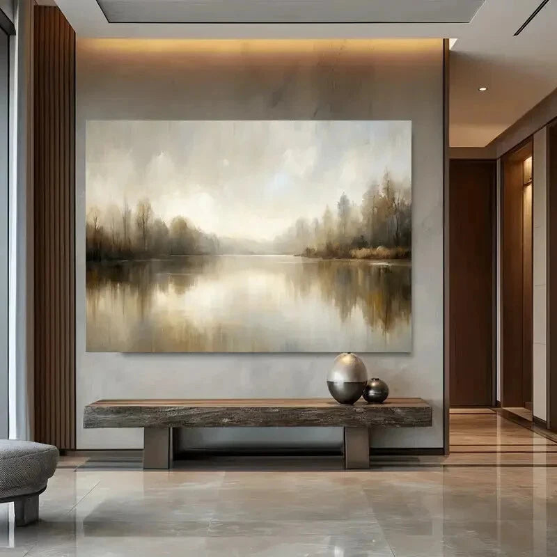 River & Lush Greenery wall canvas office home room framed 120x60cm - Bella Home Decor