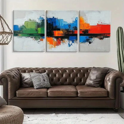 3pcs Bold Abstract Color Blocks Geometric Shapes Metal Print Ready to Hang Art - Bella Home Decor
