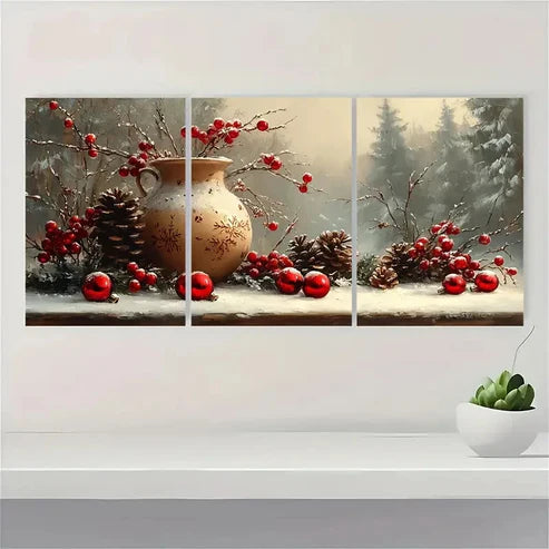 3pcs Little Bits Fine Art Print red Wall Art Set Canvas Unframed - High Quality Print 100% Australian Made Wall Canvas - Bella Home Decor