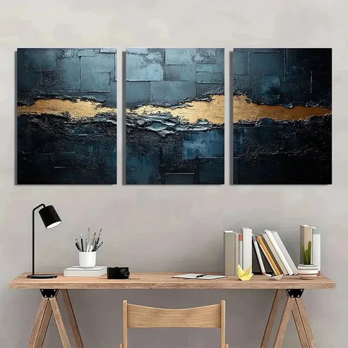 3pcs Modern Black and Silvery Texture Wall Art Set Canvas Unframed - High Quality Print 100% Australian Made Wall Canvas