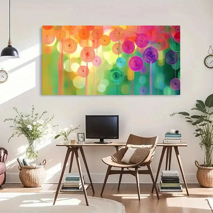 Abstract Circular Colorful Wall Art Canvas Office Home Room Framed 120x60cm