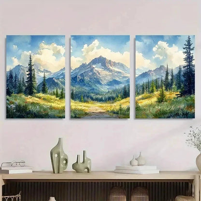 3pcs Mount Rainier Mountain Nature Perfect Wall Art Set Canvas Framed 60x90cm - High Quality Print 100% Australian Made Wall Canvas Ready to Hang - Bella Home Decor