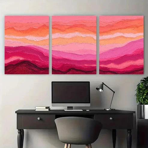 3pcs Pink Desert & Cowboy Theme Wall Art Canvas Unframed - High Quality Print 100% Australian Made Wall Canvas