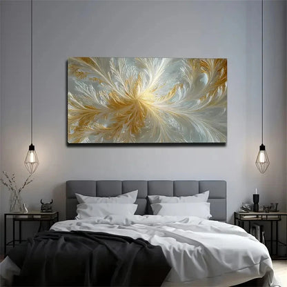 Radiating Golden-White Texture Wall Art Canvas Office Home Room Framed 120x60cm