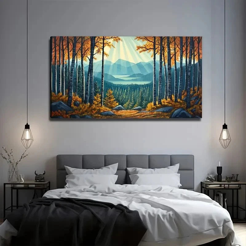 Abstract Sunshine Wood Wall Art Canvas Office Home Room Framed 120x60cm