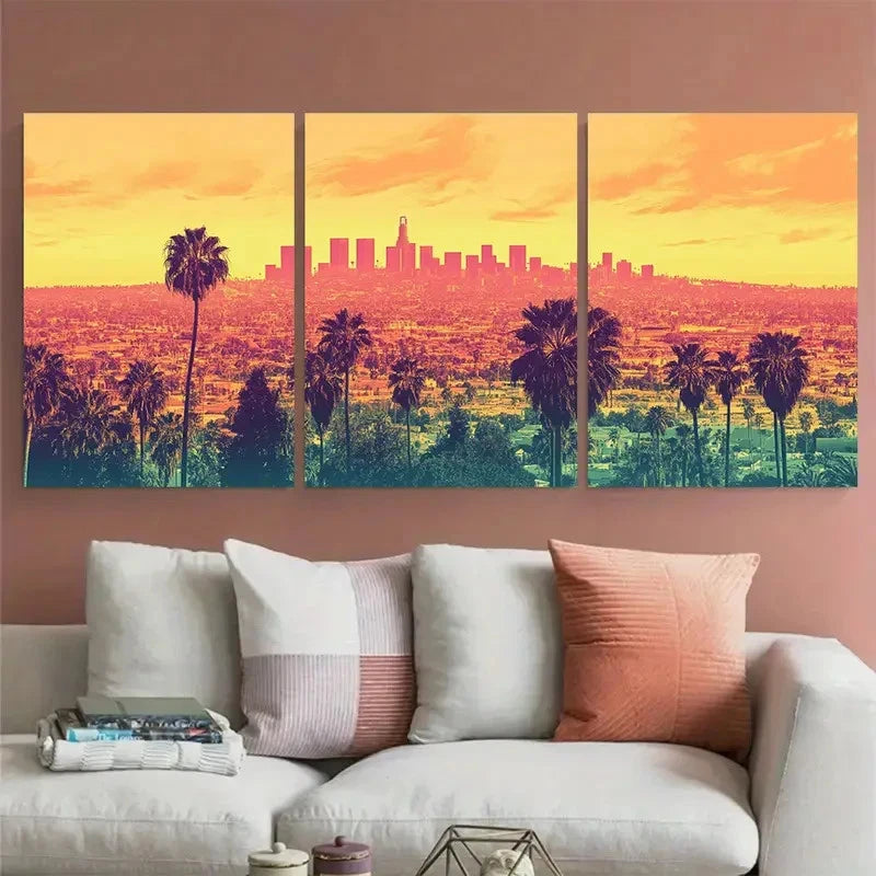 3pcs California City Los Angeles Perfect Wall Art Set Canvas Framed 40x60cm - High Quality Print 100% Australian Made Wall Canvas Ready to Hang - Bella Home Decor