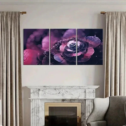 3pcs Fashion Theme Fractal Flower Abstract Wall Art Wall Art Canvas Unframed - High Quality Print 100% Australian Made Wall Canvas
