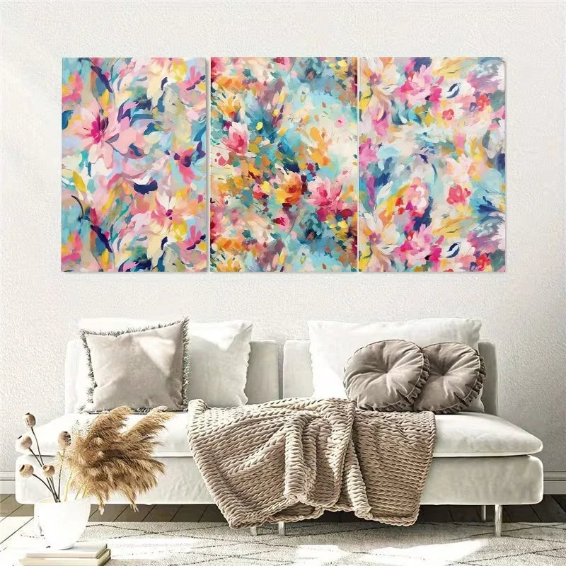 3pcs Modern Abstract Colorful Design Wall Art Set Canvas Framed 50x70cm - High Quality Print 100% Australian Made Wall Canvas Ready to Hang