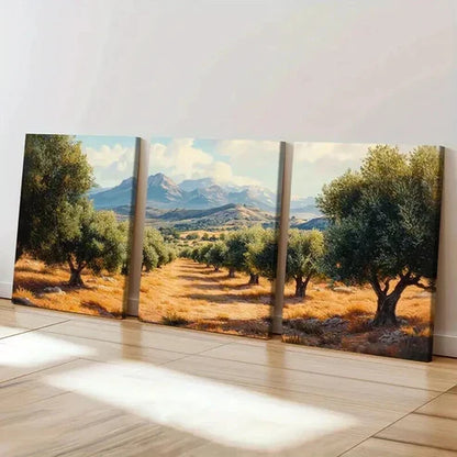 3pcs Nature Landscape Art Olive Grove Trees Wall Art Canvas Unframed - High Quality Print 100% Australian Made Wall Canvas