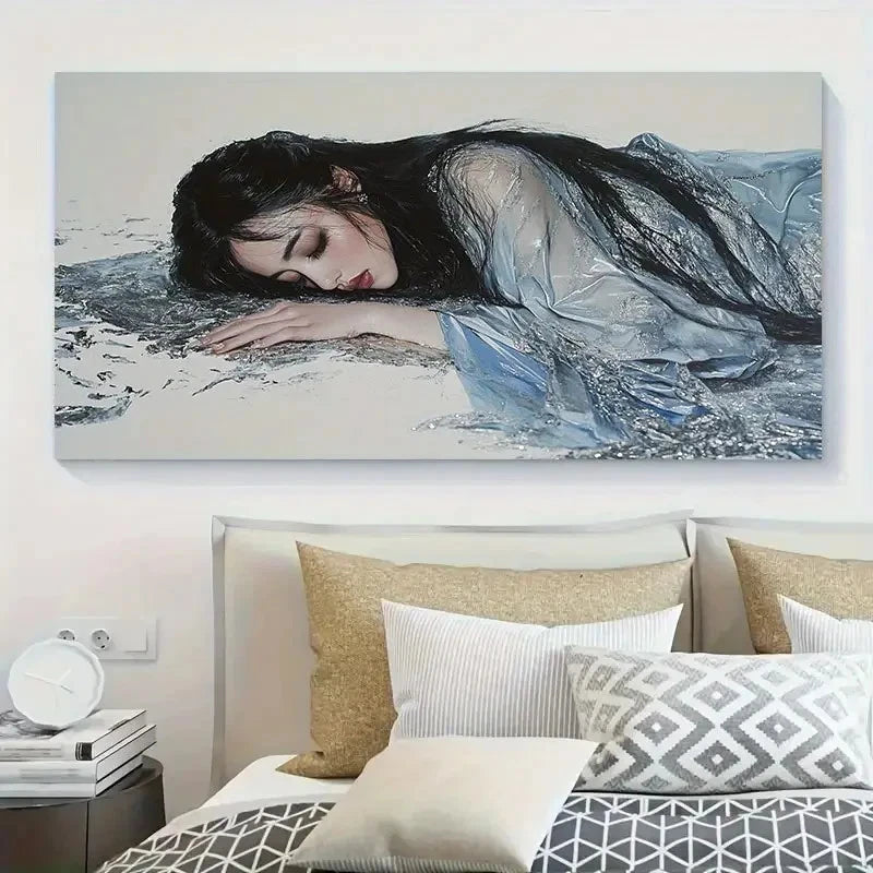 Scale Abstract Portrait Woman Wall Art Canvas Office Home Room Framed 120x60cm