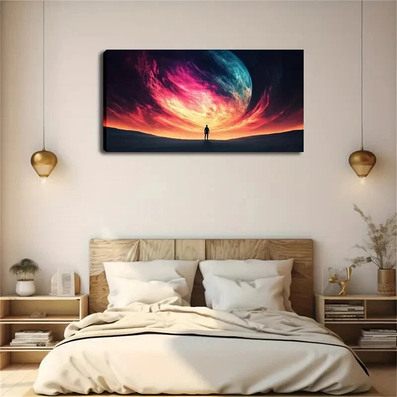 A Person In The Desert Looking Wall Art Canvas Office Home Room Framed 120x60cm - Bella Home Decor