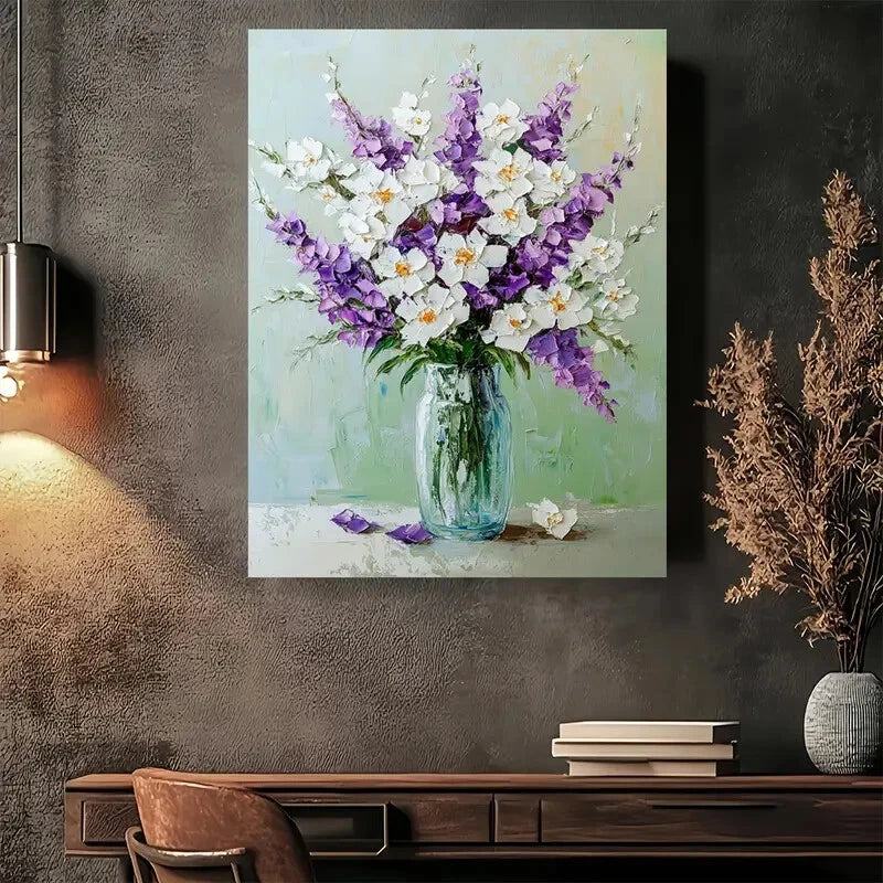 Beautiful Floral Elegance Modern Painting 40x60cm Metal Print Ready to Hang - Bella Home Decor