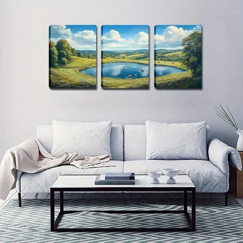3pcs Sunny Weather Elegant Style Wall Art Set Canvas Unframed - High Quality Print 100% Australian Made Wall Canvas