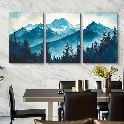 3pcs Whiteface Mountain Travel Perfect Wall Art Set Canvas Framed 50x70cm - High Quality Print 100% Australian Made Wall Canvas Ready to Hang
