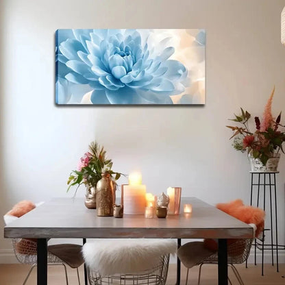 Blue Flower With Rich Petal Wall Art Canvas Office Home Room Framed 120x60cm. - Bella Home Decor