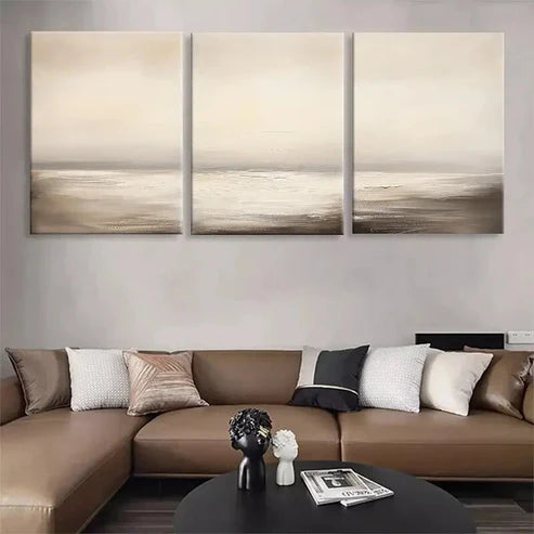 3pcs Calm Ocean Tones Minimalist Décor Perfect Wall Art Canvas Unframed - High Quality Print 100% Australian Made Wall Canvas