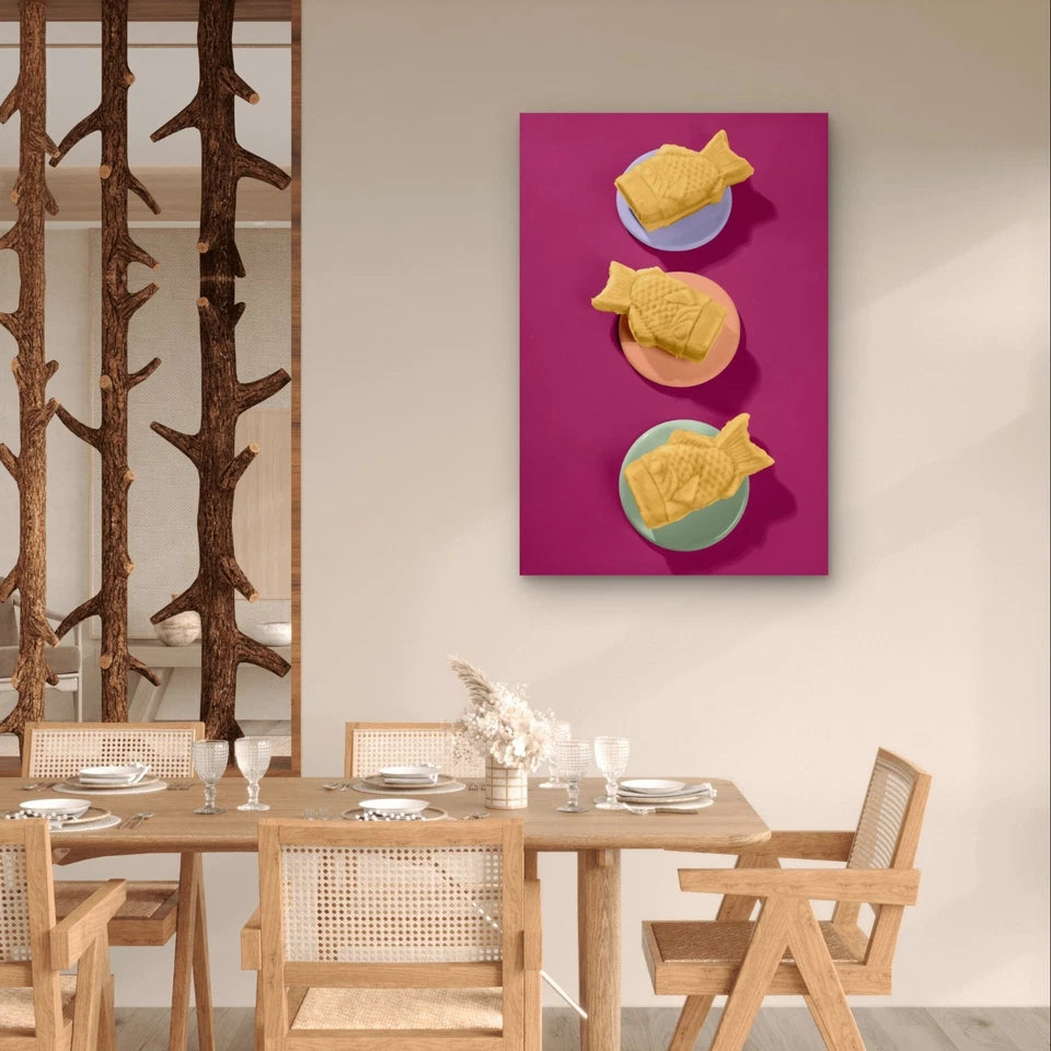 Vibrant Japanese Taiyaki Dessert Pastry Food 40x60cm Metal Print Ready to Hang
