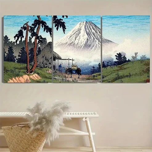 3pcs Japanese Landscape with Mt. Fuji Wall Art Set Canvas Unframed - High Quality Print 100% Australian Made Wall Canvas - Bella Home Decor
