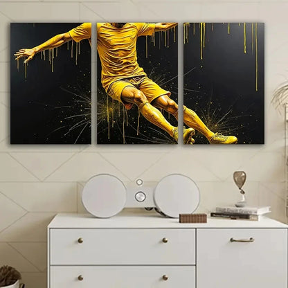 3pcs Dynamic Soccer Player Canvas Art Wall Art Set Canvas Framed 60x90cm - High Quality Print 100% Australian Made Wall Canvas Ready to Hang - Bella Home Decor