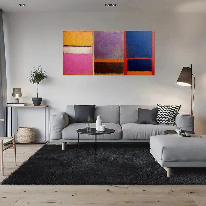 3pcs Modern Vibrant Color Abstract Metal Print Ready to Hang Art