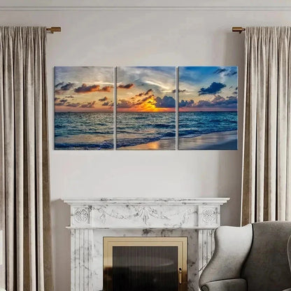 3pcs Natural Seaside Sunset Landscape Wall Art Set Canvas Framed 60x90cm - High Quality Print 100% Australian Made Wall Canvas Ready to Hang - Bella Home Decor
