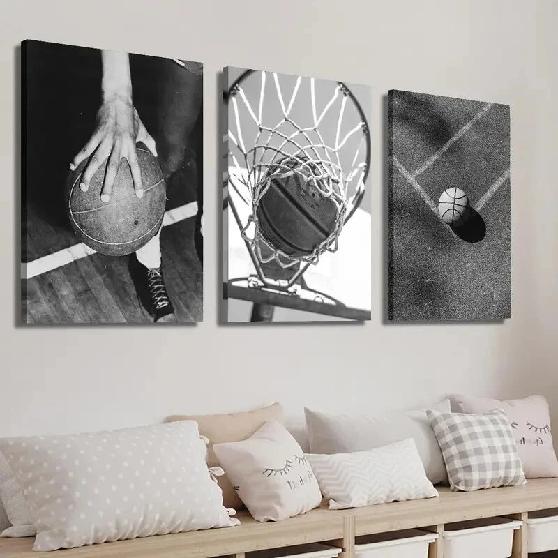 3pcs Basketball Hoop Creative Wall Art Set Canvas Framed 40x60cm - High Quality Print 100% Australian Made Wall Canvas Ready to Hang