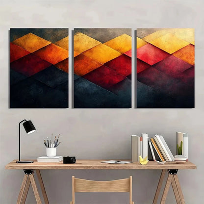 3pcs Modern Abstract Geometric Pattern Wall Art Set Canvas Framed 50x70cm - High Quality Print 100% Australian Made Wall Canvas Ready to Hang