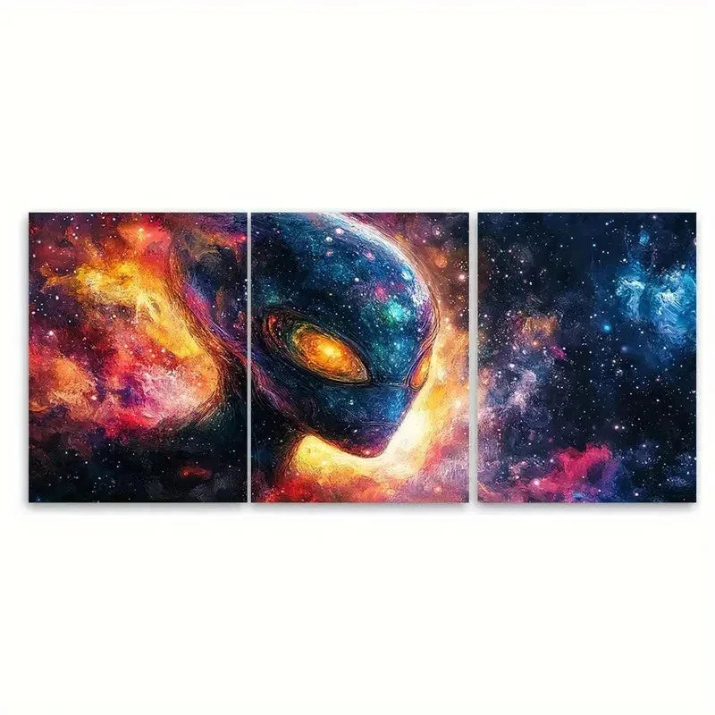 3pcs Digital Abstract Alien EO   Wall Art Set Canvas Framed 40x60cm - High Quality Print 100% Australian Made Wall Canvas Ready to Hang - Bella Home Decor