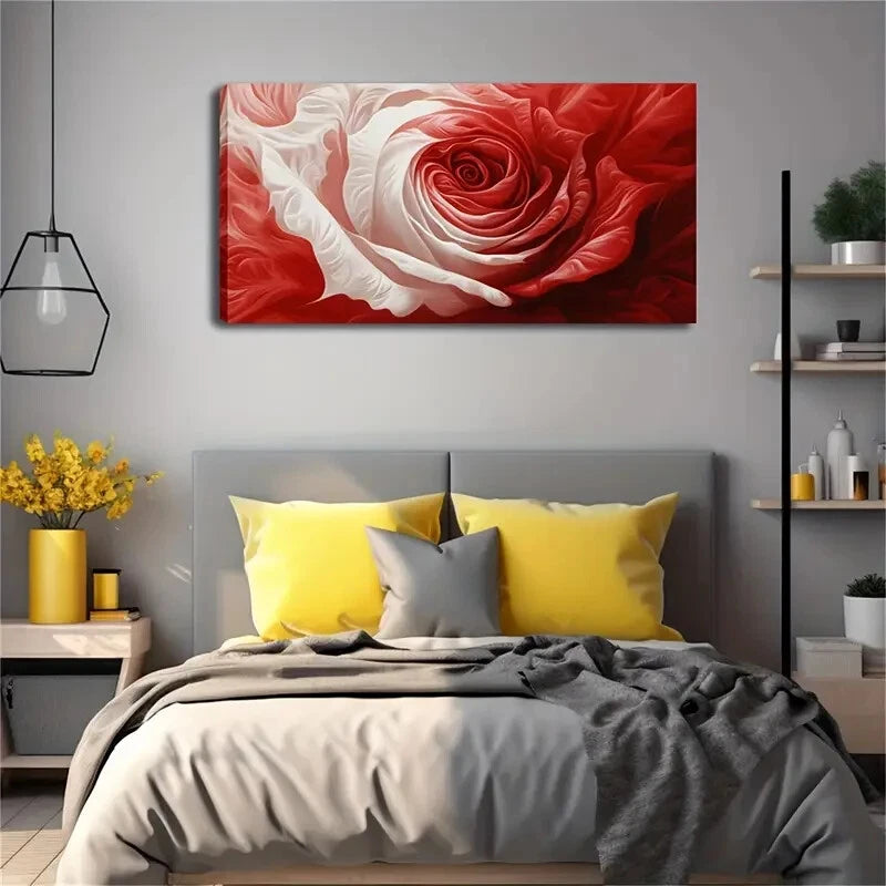 Red & White Gradient Rose Petal Wall Art Canvas Office Home Room Framed 120x60cm - Bella Home Decor