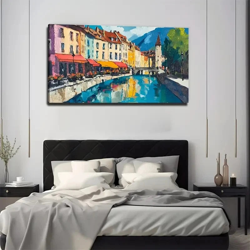 Romantic River Scene Perfect Wall Art Canvas Office Home Room Framed 120x60cm