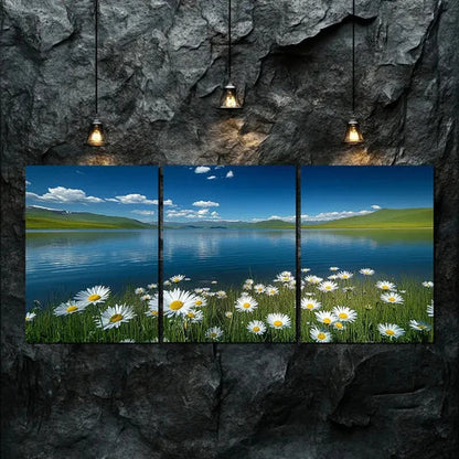 3pcs Serene Blue Sky & White Clouds Perfect Wall Art Canvas Unframed - High Quality Print 100% Australian Made Wall Canvas